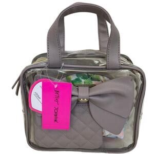 Brand New Betsey Johnson 3 Pcs Set Cosmetic Travel Case Quartz  / Clear